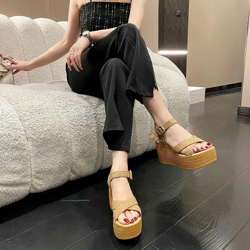 Ultra Comfortable Buckle Strap Thick Platform Wedge Sandals