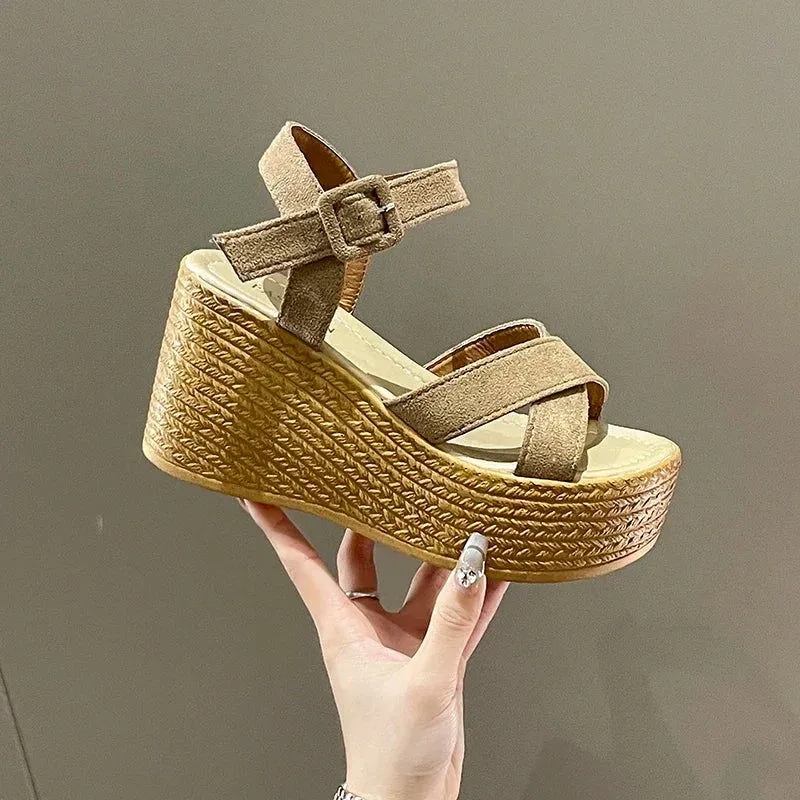 Ultra Comfortable Buckle Strap Thick Platform Wedge Sandals