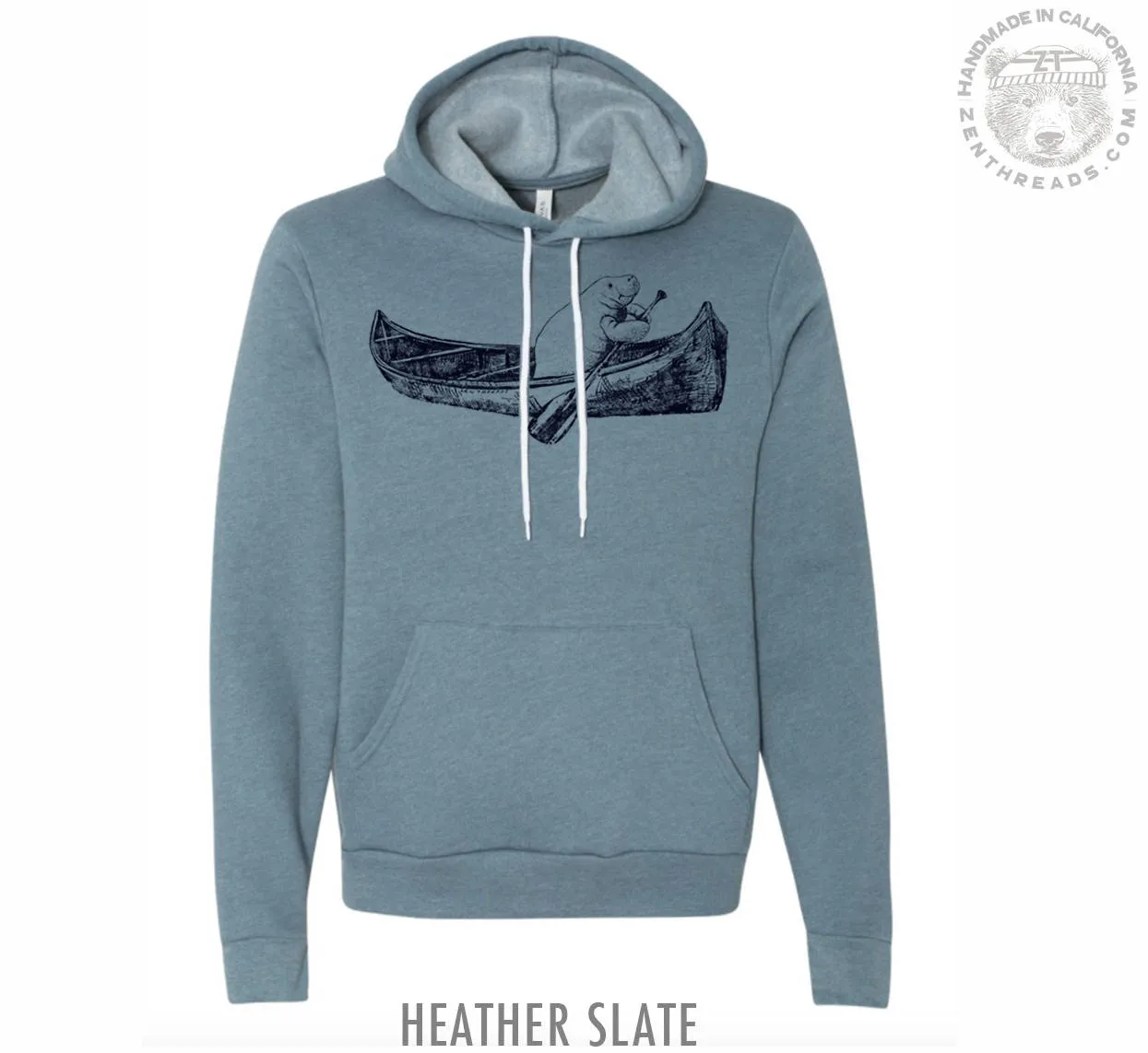 Unisex Pullover Hoody MANATEE (in a Canoe) Soft Fleece Sweatshirt Eco printed (More Colors)