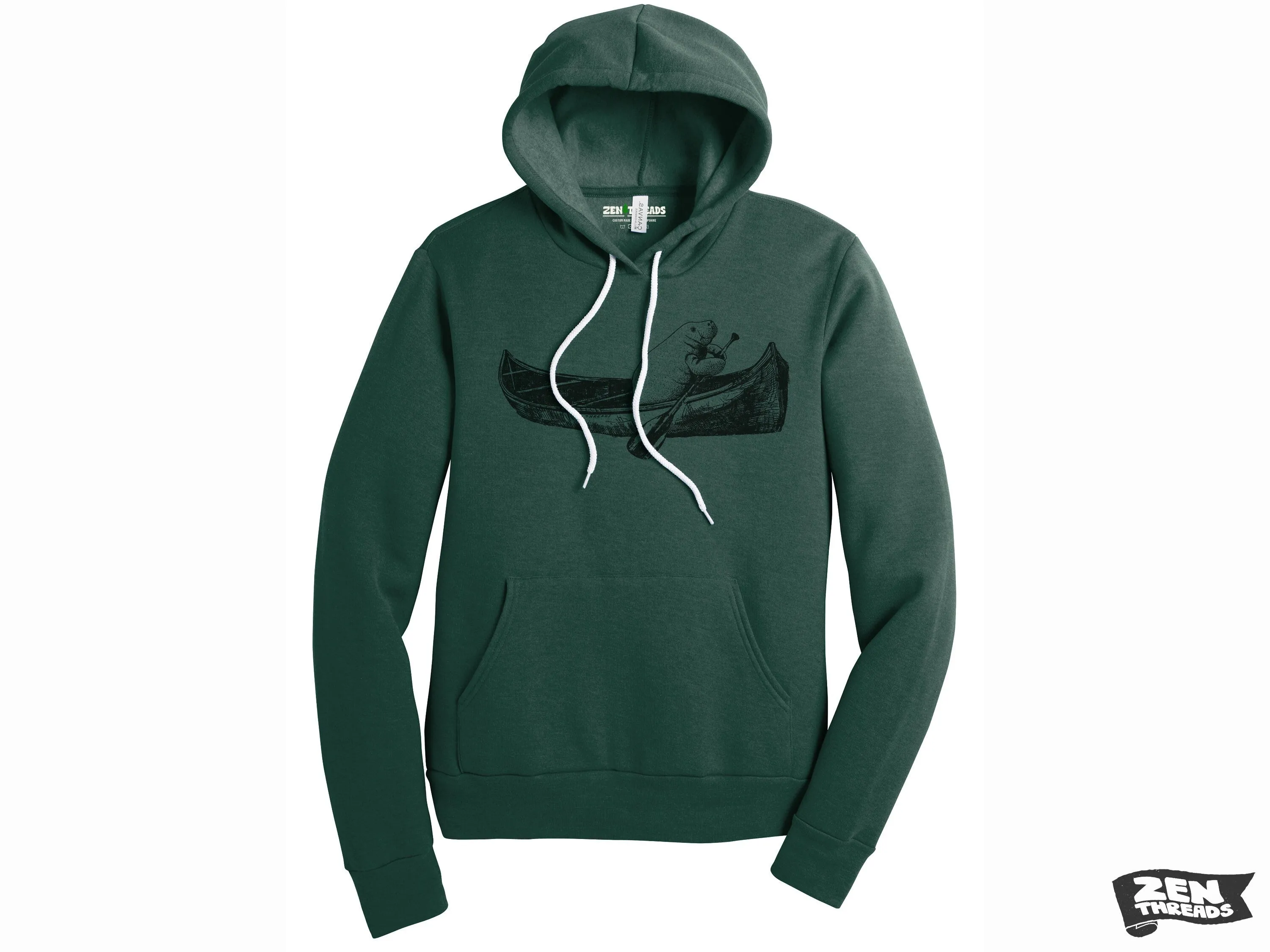 Unisex Pullover Hoody MANATEE (in a Canoe) Soft Fleece Sweatshirt Eco printed (More Colors)