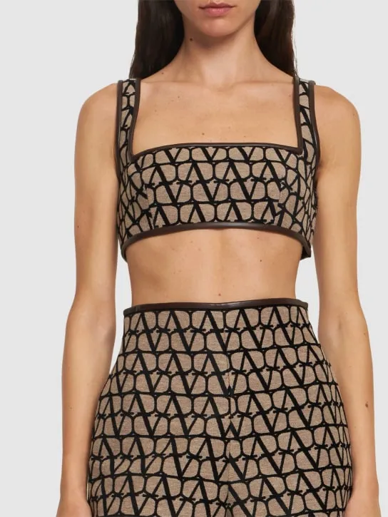 Valentino   Logo jacquard canvas crop top 