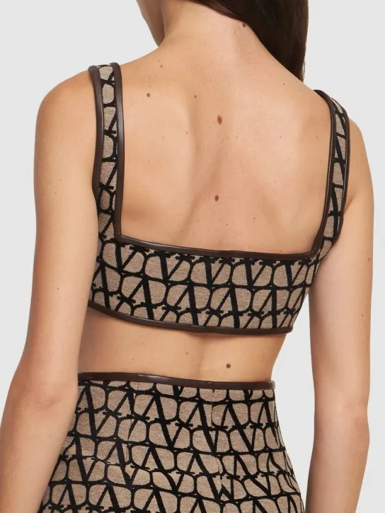 Valentino   Logo jacquard canvas crop top 