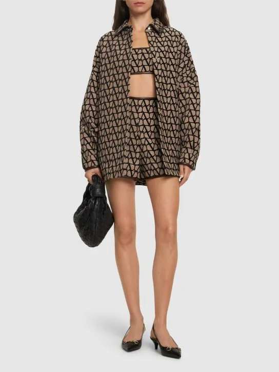 Valentino   Logo jacquard canvas crop top 