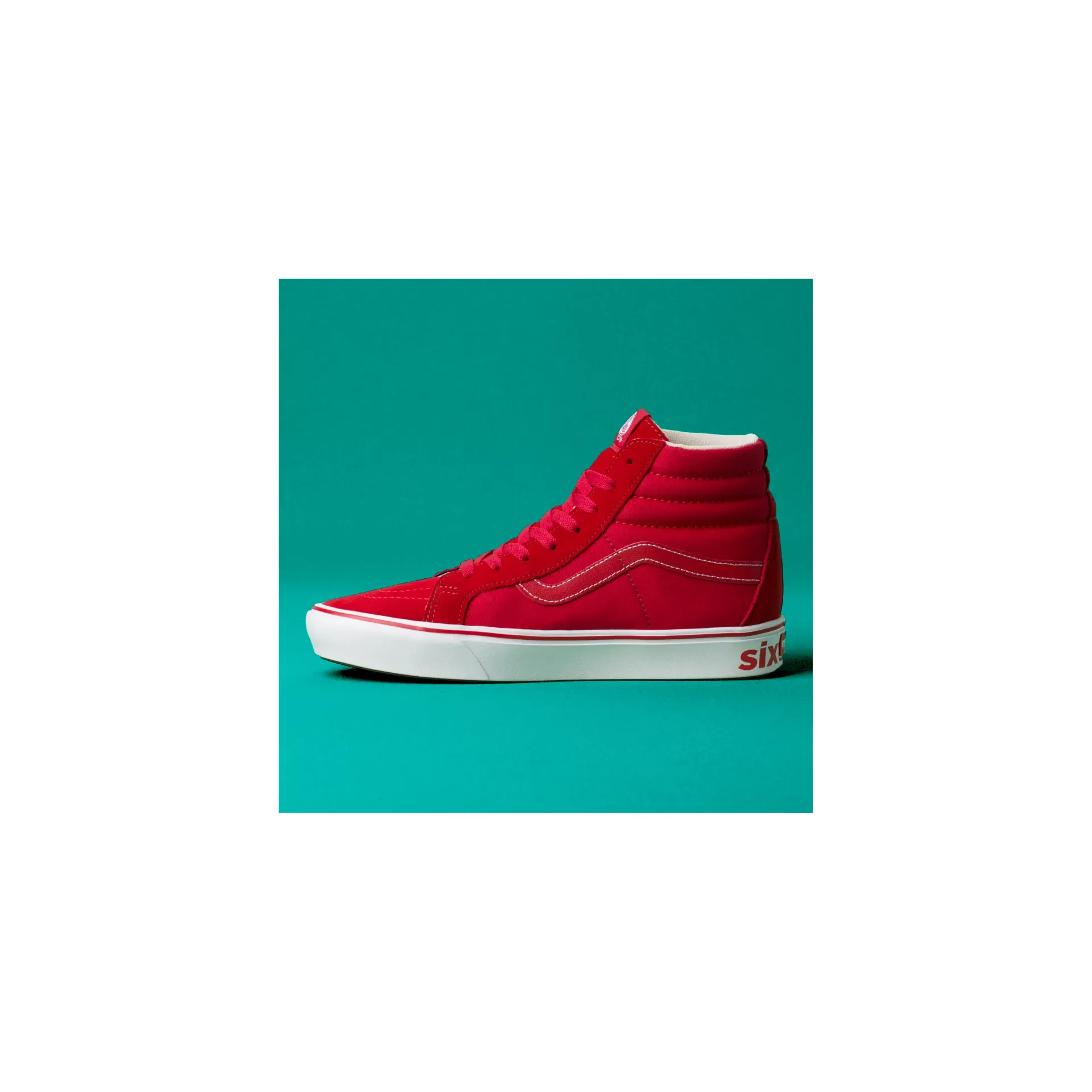 Vans Unisex Distort Comfycush Sk8 Hi Reissue Shoes - Racing Red / True White