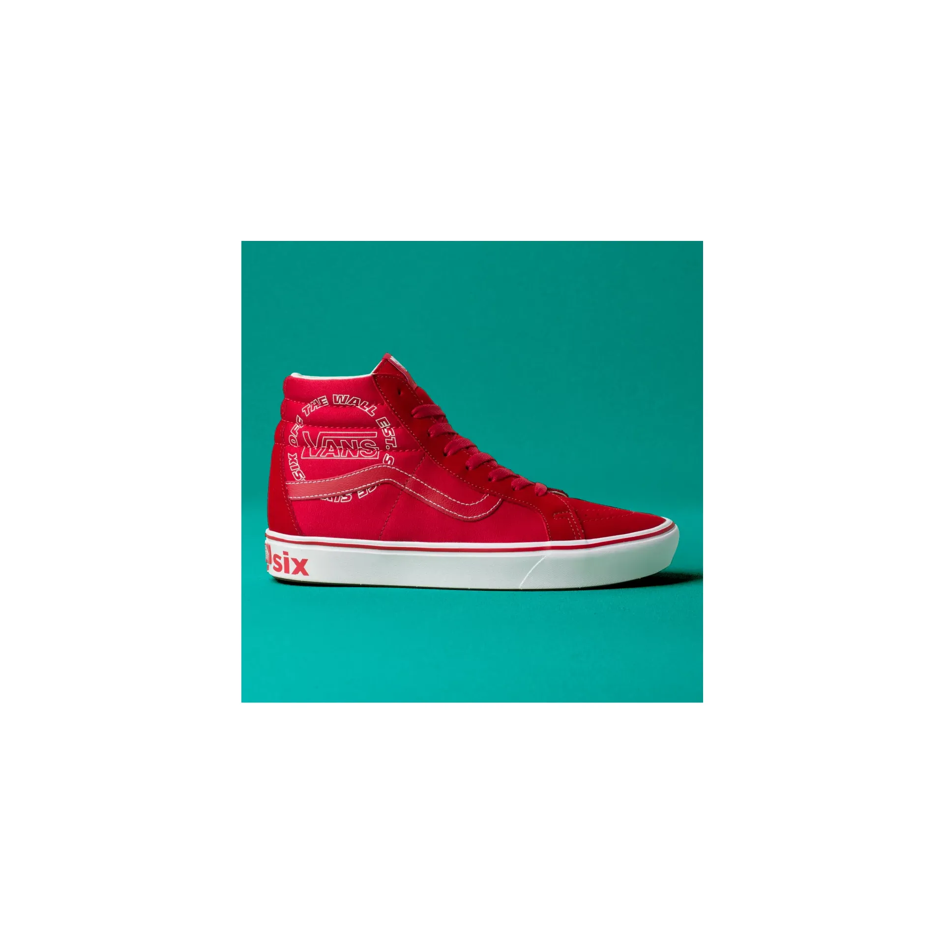 Vans Unisex Distort Comfycush Sk8 Hi Reissue Shoes - Racing Red / True White