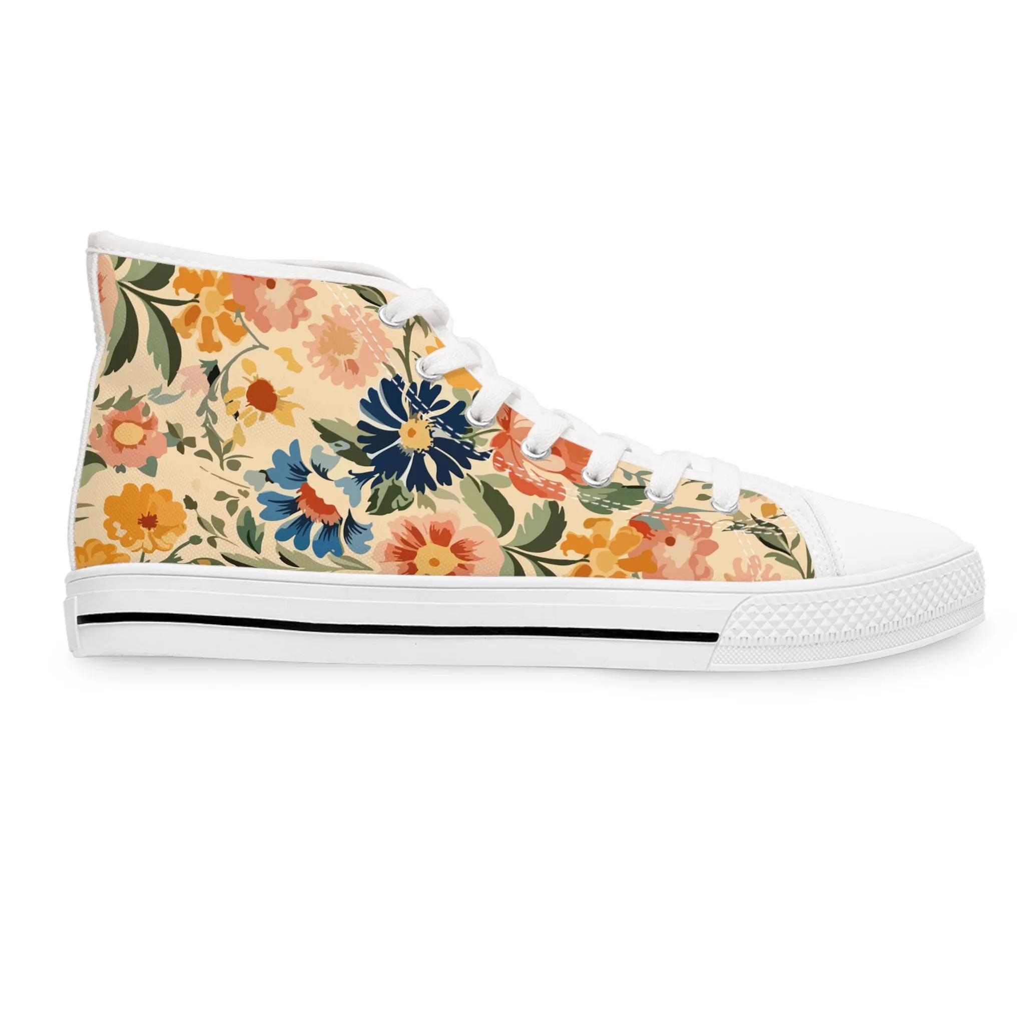 Vintage Floral Garden Women's High Top Sneakers