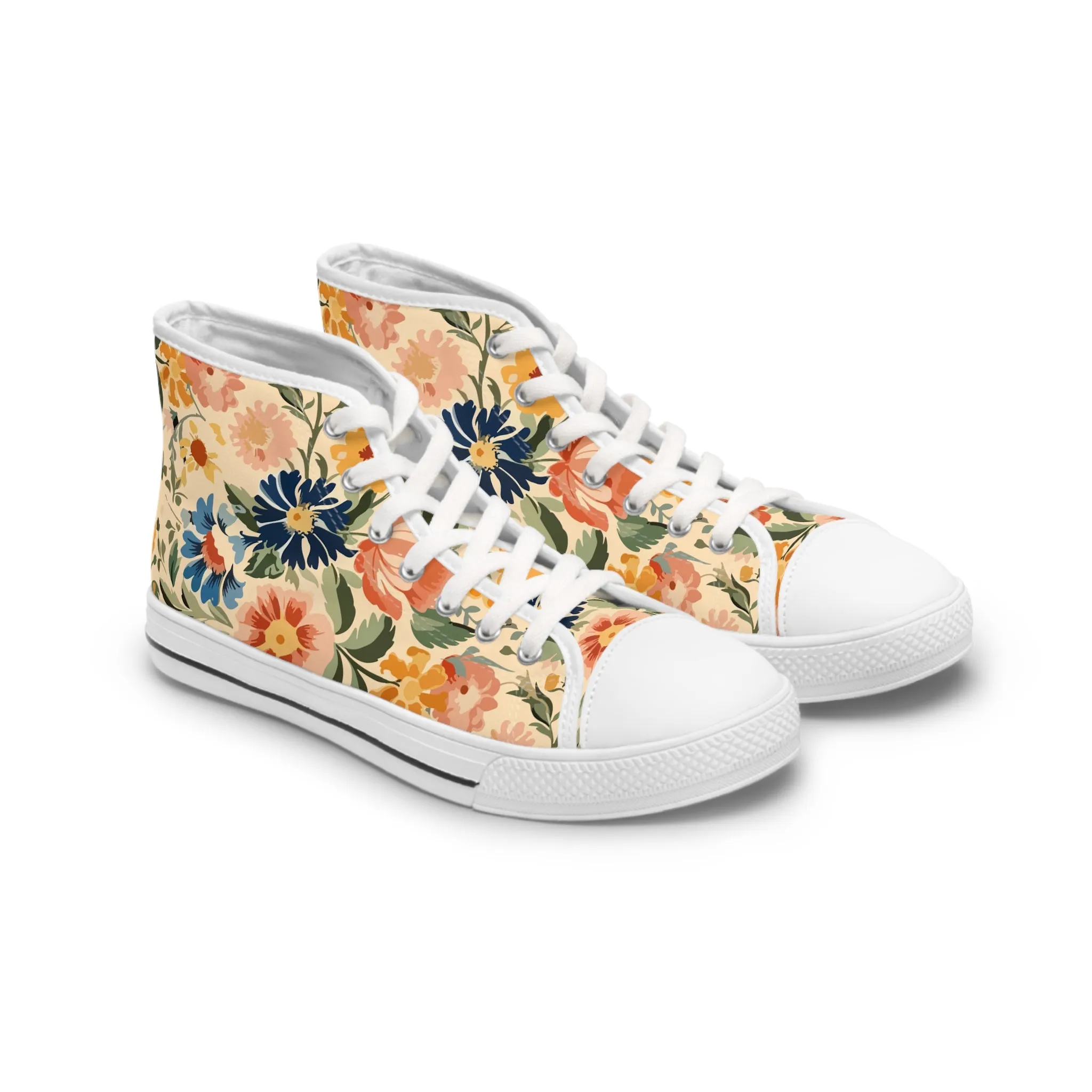 Vintage Floral Garden Women's High Top Sneakers