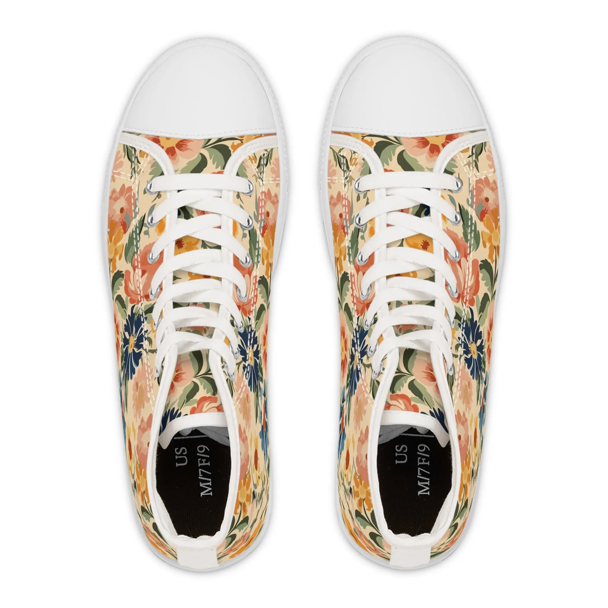 Vintage Floral Garden Women's High Top Sneakers