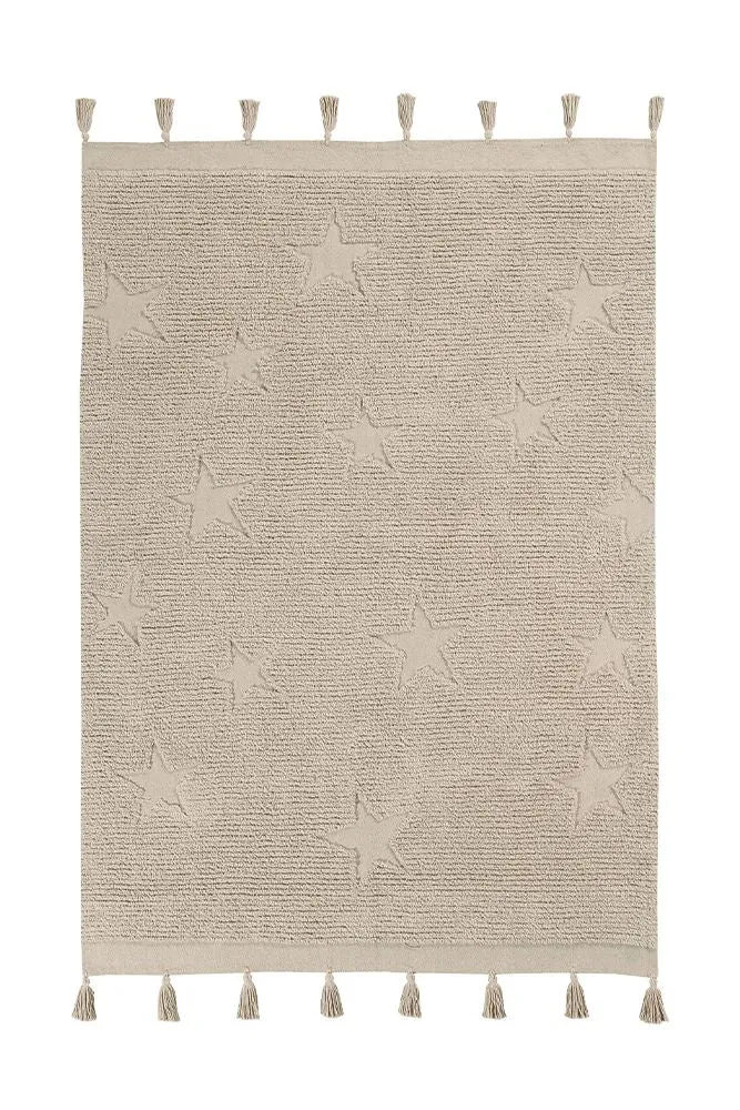 WASHABLE AREA RUG HIPPY STARS NATURAL