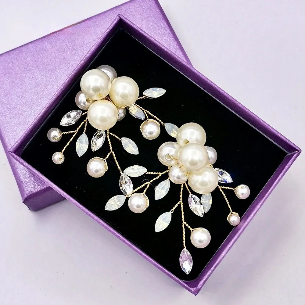 Wedding Accessories - Opal and Pearl Bridal Shoe Clips - Available in Silver and Gold