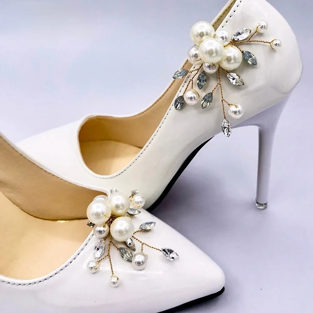 Wedding Accessories - Opal and Pearl Bridal Shoe Clips - Available in Silver and Gold