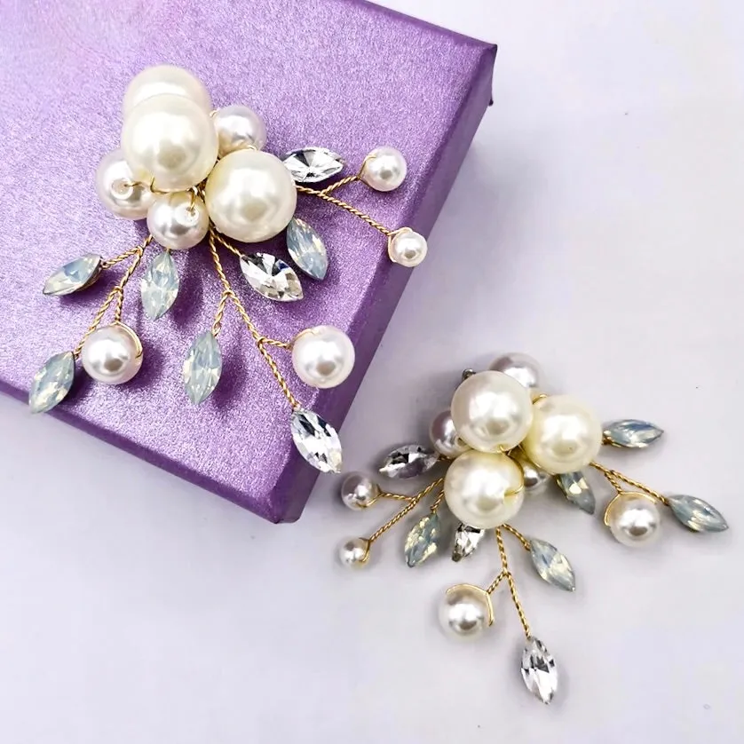 Wedding Accessories - Opal and Pearl Bridal Shoe Clips - Available in Silver and Gold