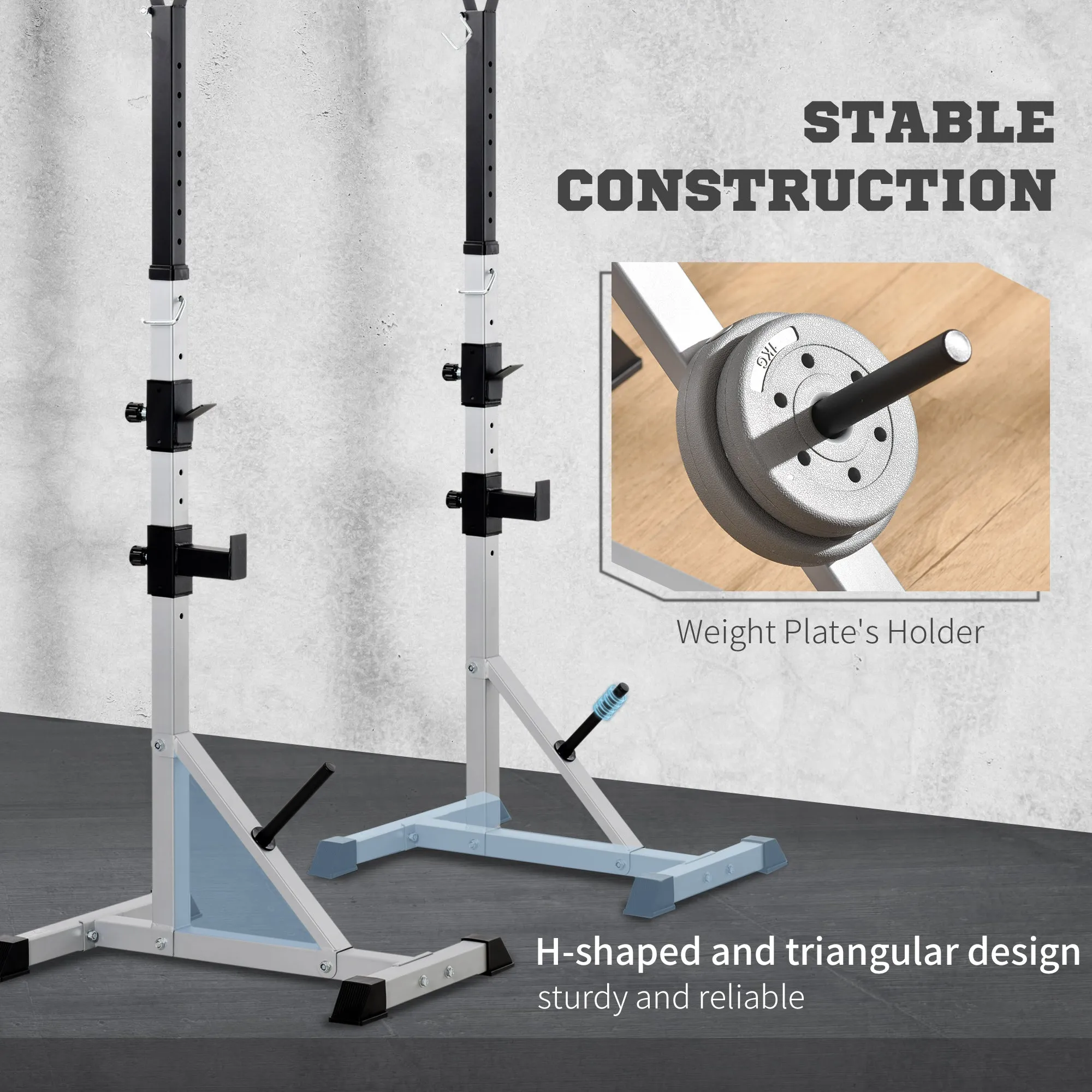 Weights Bar Barbell Rack Squat Stand Adjustable Portable Weight Lifting Suitable For Home Gym Training Work Out