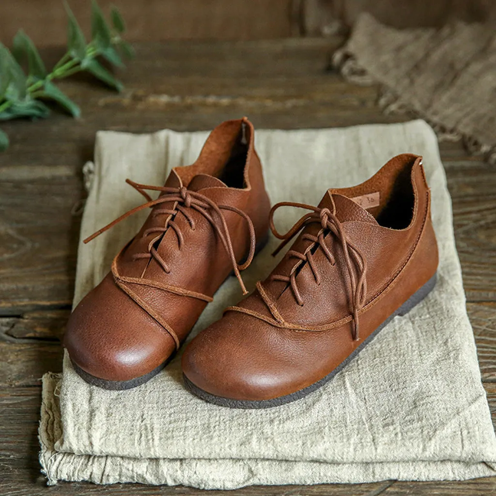 Women's Autumn Leather Retro Flat Shoes | Gift Shoes