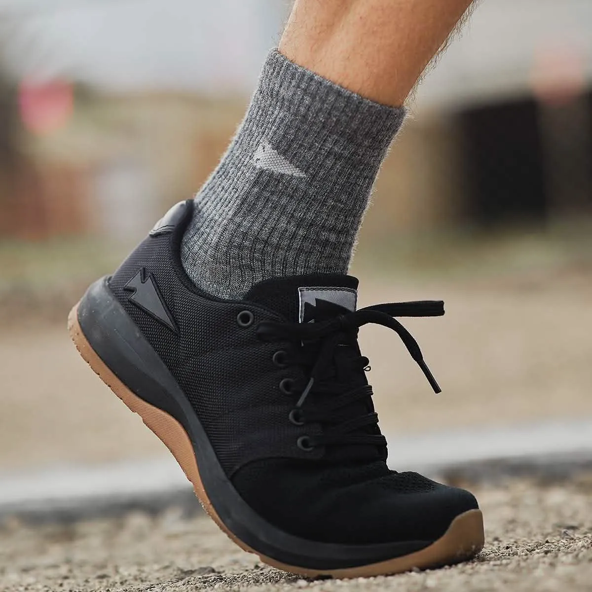 Women's Ballistic Trainers - Black   Gum w/ Black Reflective Spearhead