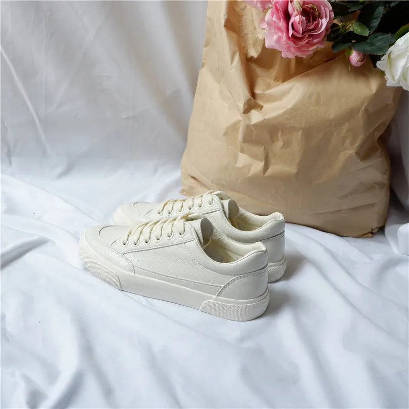 Women's Fan Street Shooting Pure White Spring Canvas Shoes