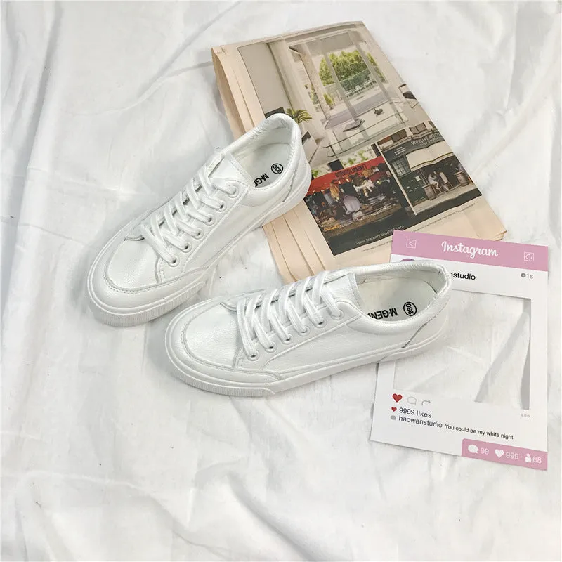 Women's Fan Street Shooting Pure White Spring Canvas Shoes