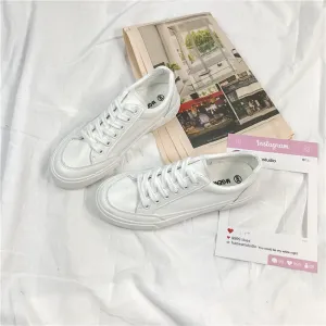 Women's Fan Street Shooting Pure White Spring Canvas Shoes