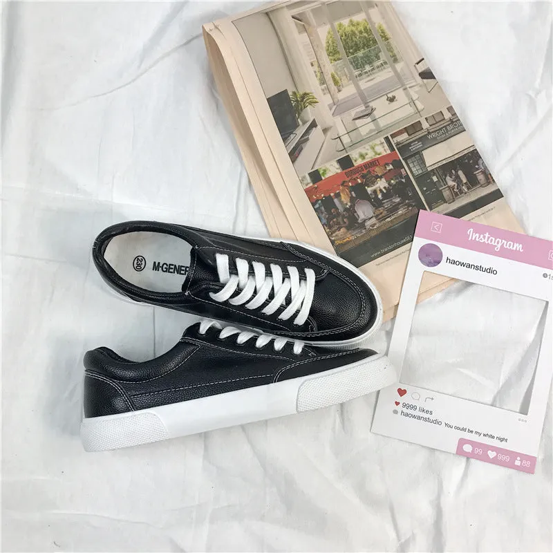 Women's Fan Street Shooting Pure White Spring Canvas Shoes