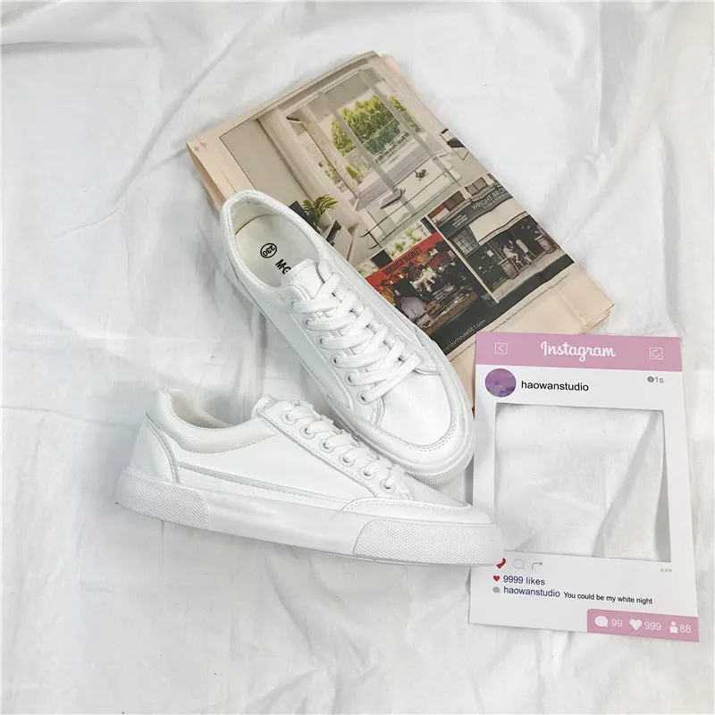 Women's Fan Street Shooting Pure White Spring Canvas Shoes