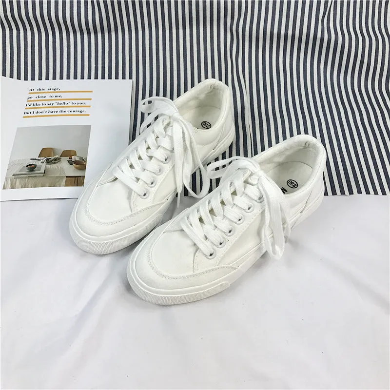 Women's Fan Street Shooting Pure White Spring Canvas Shoes