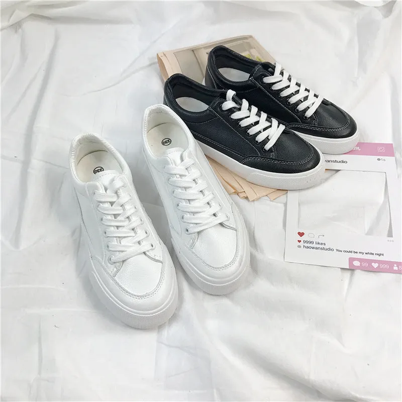 Women's Fan Street Shooting Pure White Spring Canvas Shoes