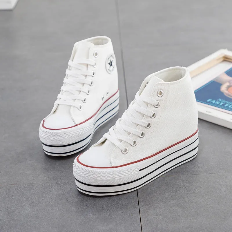 Women's Height Increasing Insole Korean Style Canvas Shoes