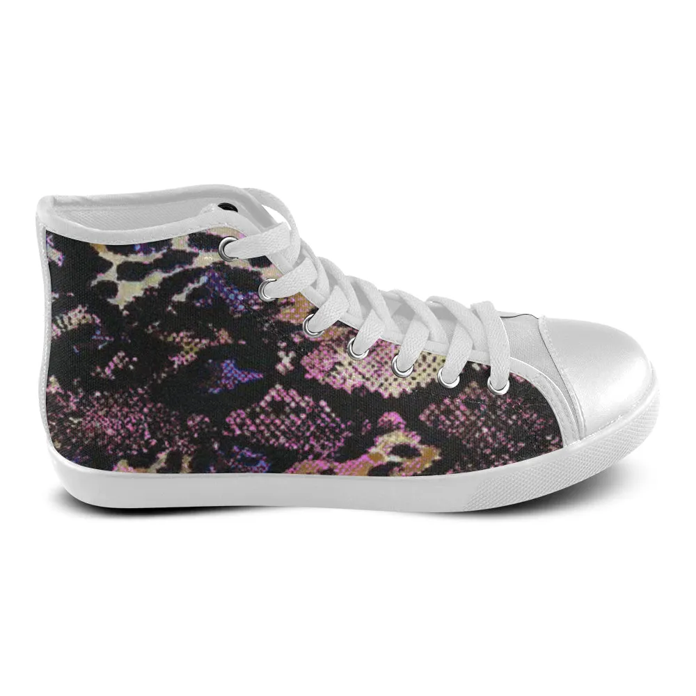 Women's Snake Print Canvas High Top Shoes