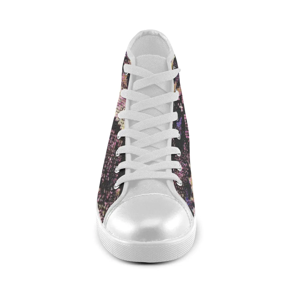 Women's Snake Print Canvas High Top Shoes