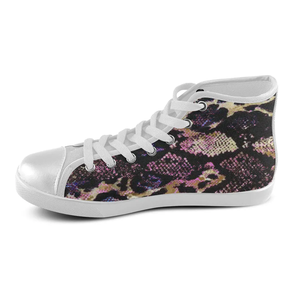 Women's Snake Print Canvas High Top Shoes