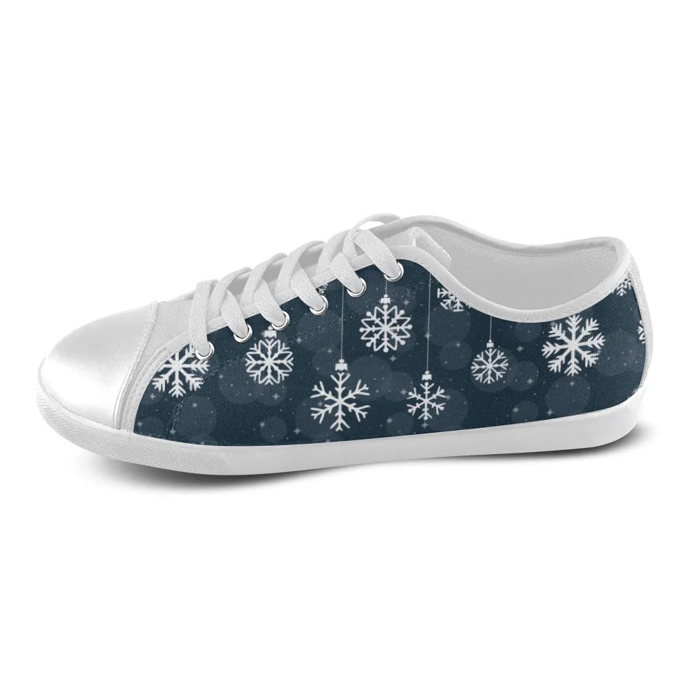 Women's Snowflake Christmas Print Big Size Canvas Low Top Shoes