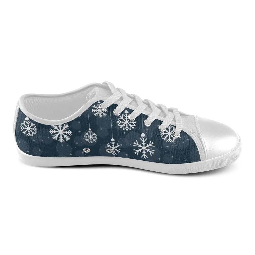 Women's Snowflake Christmas Print Big Size Canvas Low Top Shoes