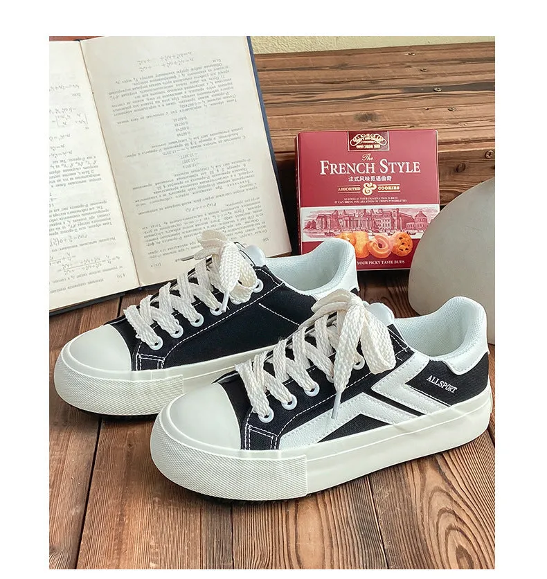 Women's Spring Thick-soled Big Toe Biscuit Shape Canvas Shoes