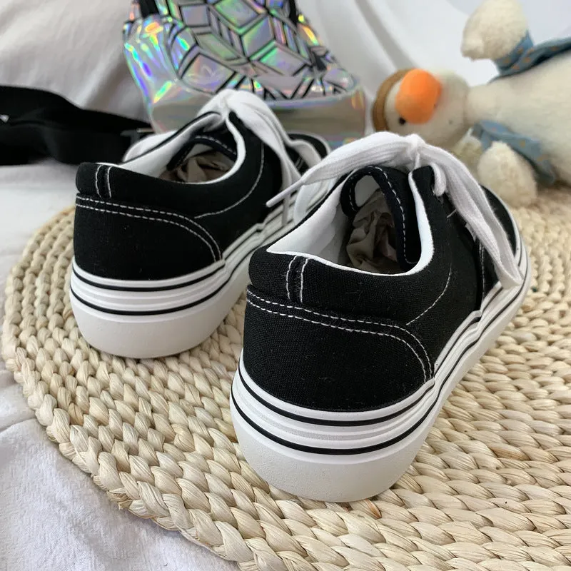 Women's Summer Thick-soled Fashionable Queen Style White Canvas Shoes