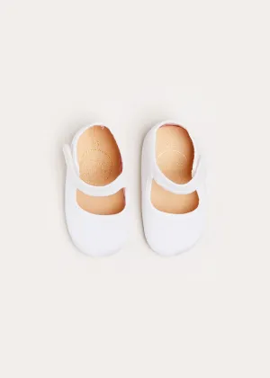 Woven Mary Jane Pram Shoes in White (17-20EU)