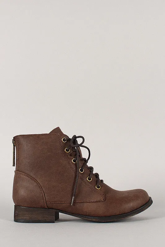 Zipper Military Lace Up Booties